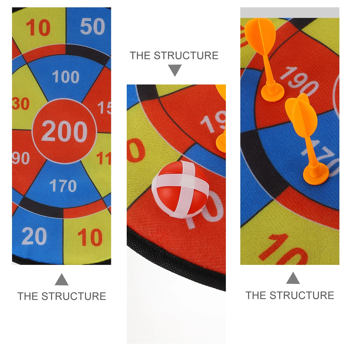 1 Set Cloth Self-adhesive Target Dartboard Set Kids Game Toy Dart Target