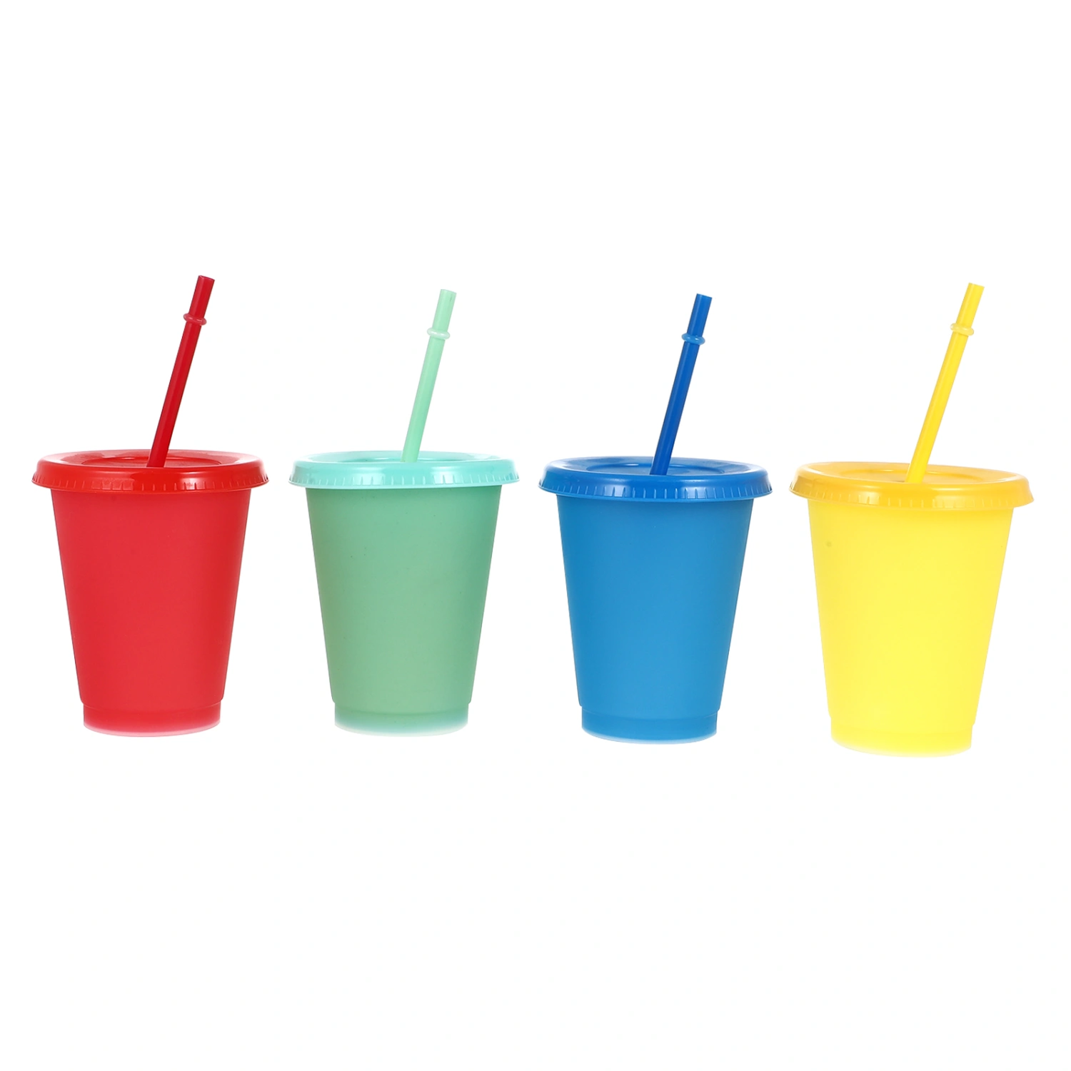 4pcs Plastic Tumblers 16oz Color Changing Cups with Straws Water Drinking Cups