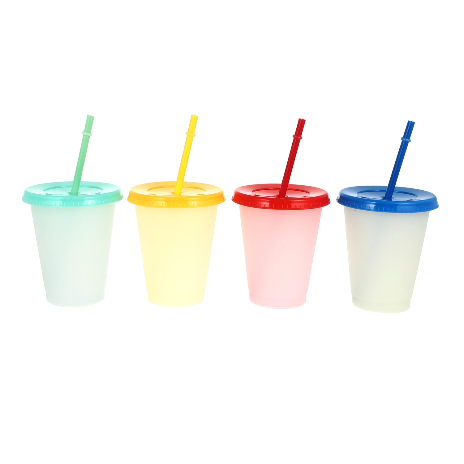 4pcs Plastic Tumblers 16oz Color Changing Cups with Straws Water Drinking Cups