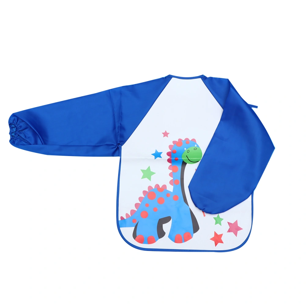 Cartoon Printing Waterproof Painting Apron Long-sleeve Washable Drawing Art Smock Protective Clothes for Children Kids (Sky-blue)