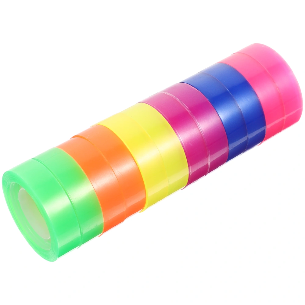 12 Rolls of Colored Sticky Tapes Creative Adhesive Colorful Tapes Clear Rolling Tapes