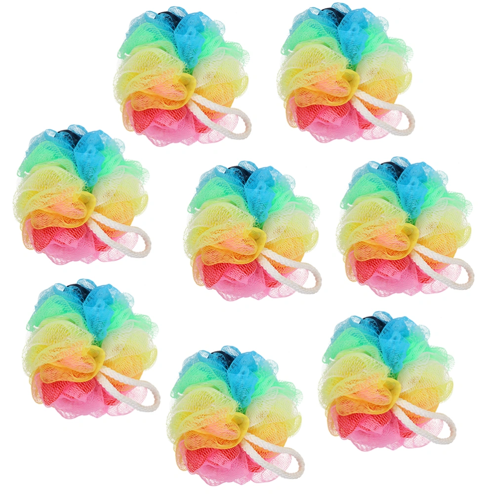 8pcs Shower Flower Ball Bath Scrub Balls Back Scrubbing Shower Ball Random Color