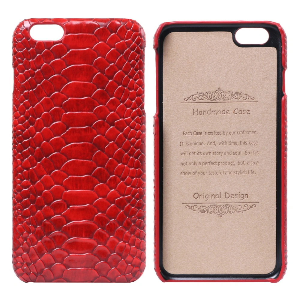 Phone Case Snakeskin Grain Texture Exquisite Workmanship Drop Resistance Sweatproof Scratchproof Phone Shell Premium PU Leather Hard Mobile Cover for iPhone 6 Plus/6S Plus(Red)