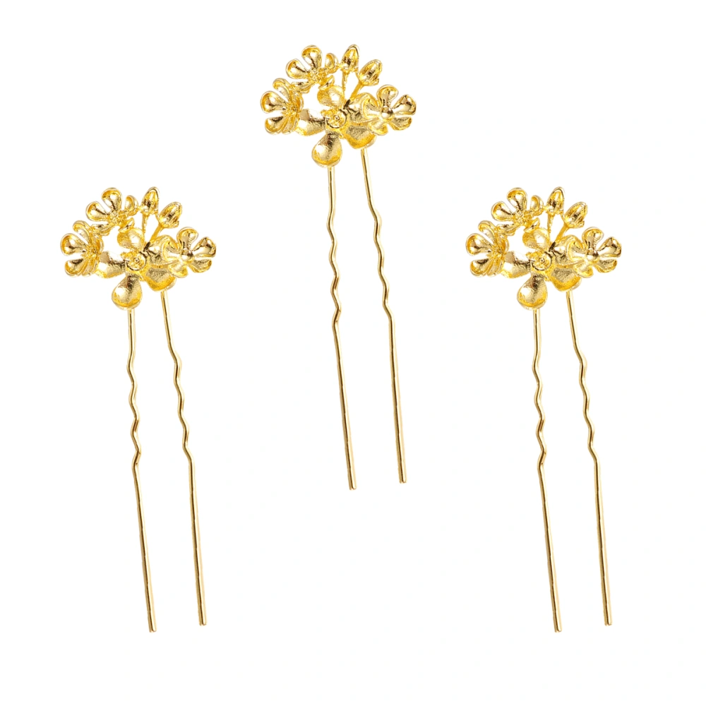 3pcs Fashion Wavy Hairpins Alloy Hair Clips Decorative Hairpins Bridal Headdress for Women Golden