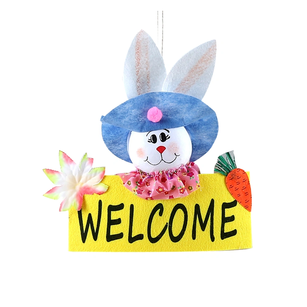 1PC Easter Door Pendants Cartoon Rabbit Doorplate Hanging Decor Funny DIY Colorful Rabbit Door Hangings Creative DIY Cloth Rabbit Door Pendants Lovely Animal Door Hanging Tag Decor for Mall Kindergarten Yellow Welcome Board Style