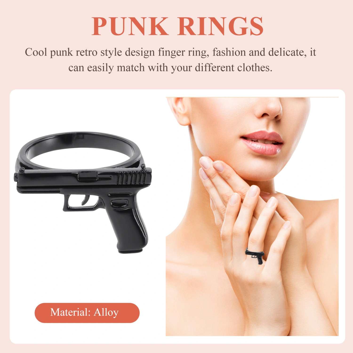 Punk Ring Men’s Women's Ring Jewelry Gift Vintage Cool Punk Goth Ring for Men Women