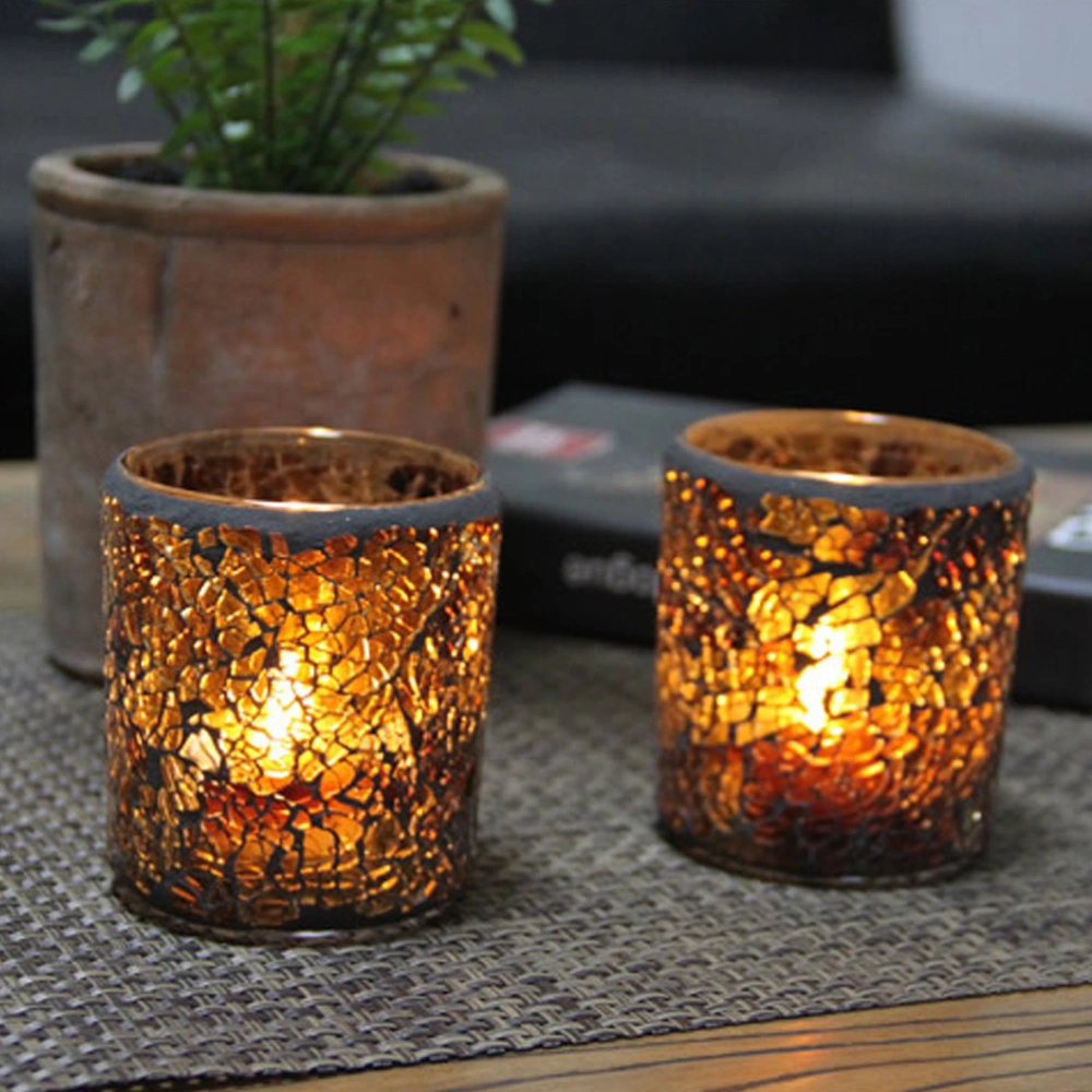 1PC Glass Candlestick Ornament Scented Candle Holder Vintage Style Desktop Decoration for Home Office