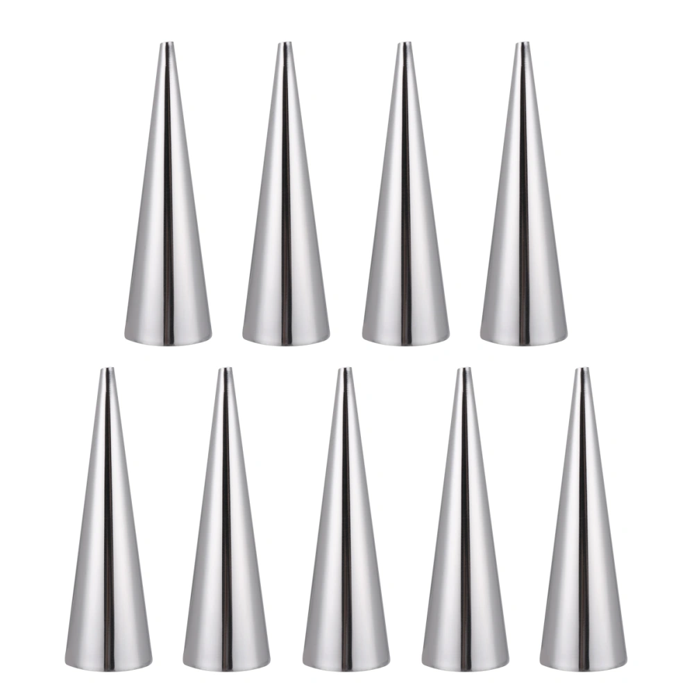 9pcs Stainless Steel Bread Baking Mold Conical Shaped Croissant Mould Bread Making Tools for Home Bakery (S Size)