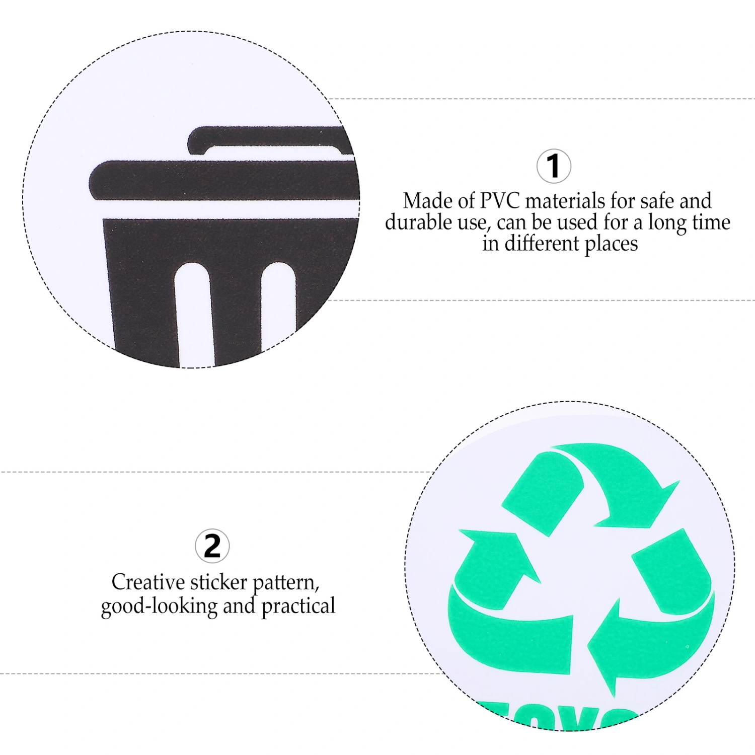 2 Sets Adhesive Trash Can Decal Trash Sorting Sticker Trash Recycling Sticker