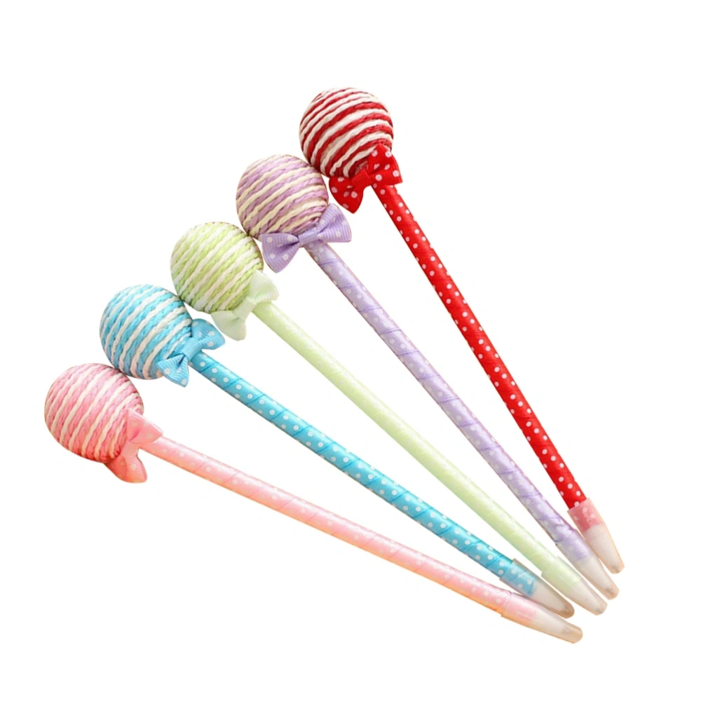 12Pcs Round Shape Lollipop Ballpoint Pen Novelty School Stationery (Random Color)