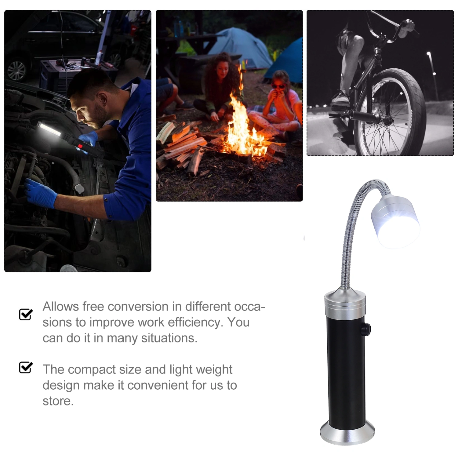 1Pc LED Barbecue Lamp Outdoor Barbecue Lamp Flexible Hose Working Lamp (Black)