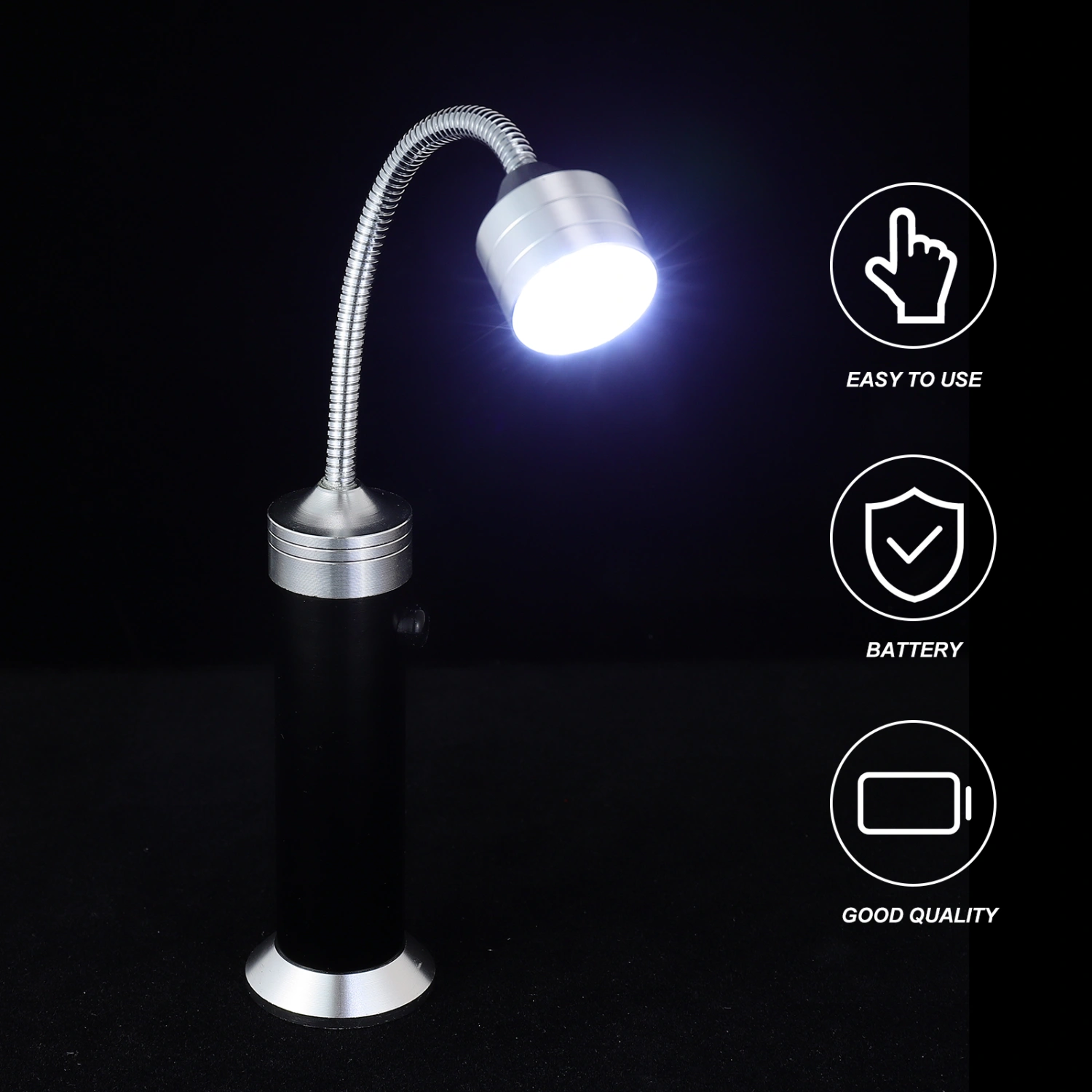 1Pc LED Barbecue Lamp Outdoor Barbecue Lamp Flexible Hose Working Lamp (Black)