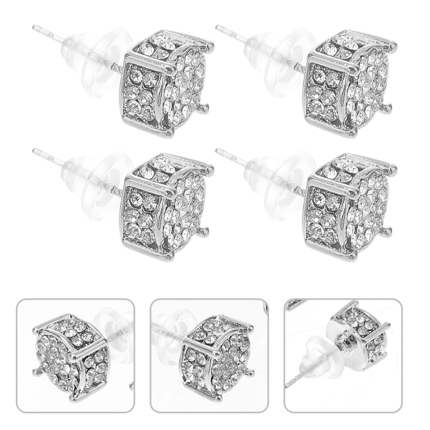 3 Pairs Zircon Earrings Zircon Ear Stud Simulated Diamond Ear Studs for Women