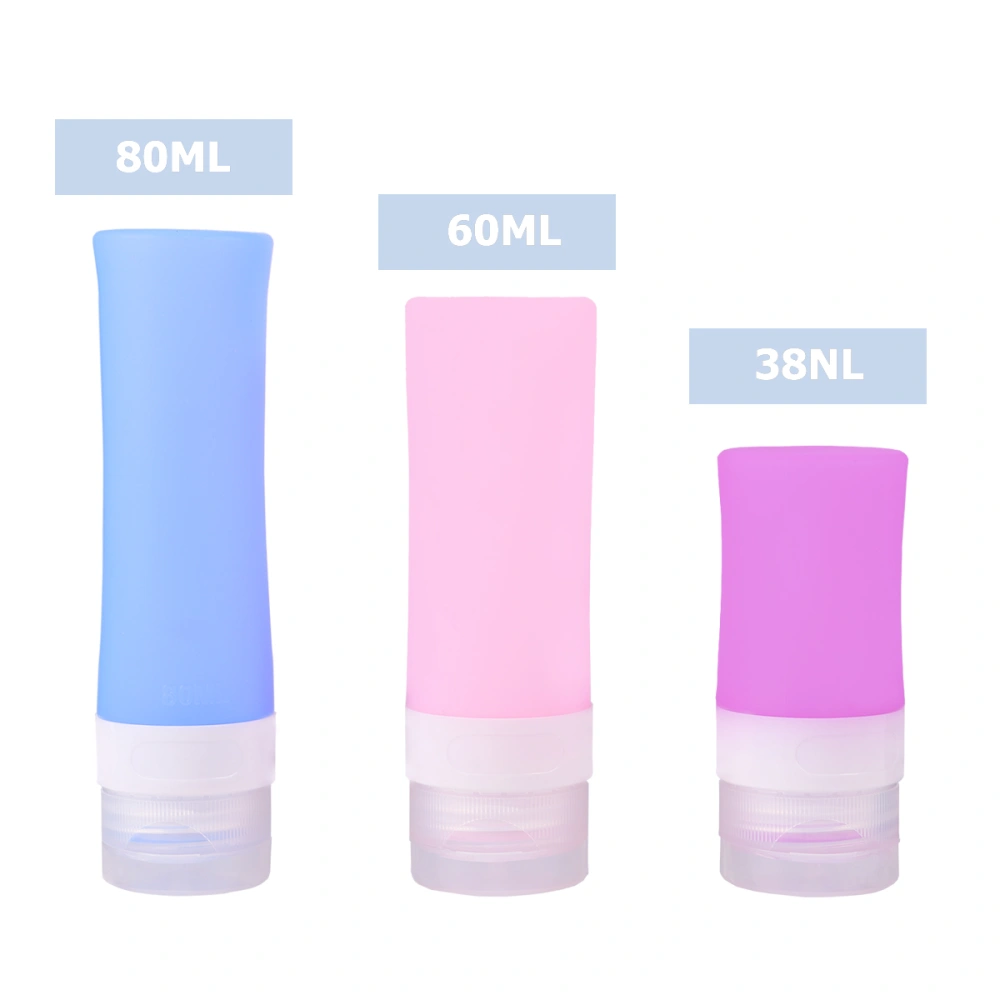 1 Set Silica  Novel Travel Bottles  Travel Set for Travel (Pink, Blue, Purple)