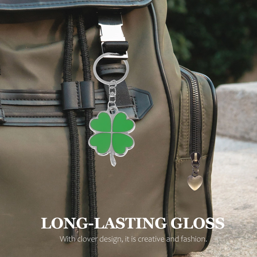 4pcs St. Patrick's Day Grass Keychain Creative Clover Key Rings Zinc Alloy Pendant