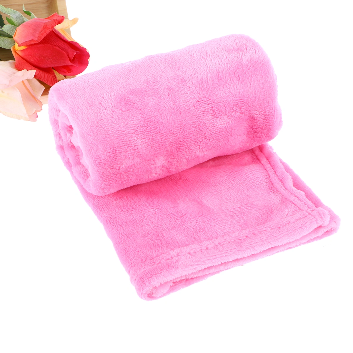 Gorgeous Flannel Fleece Pet Blanket Cozy Towel Solid Color Pet Blanket(Pink)