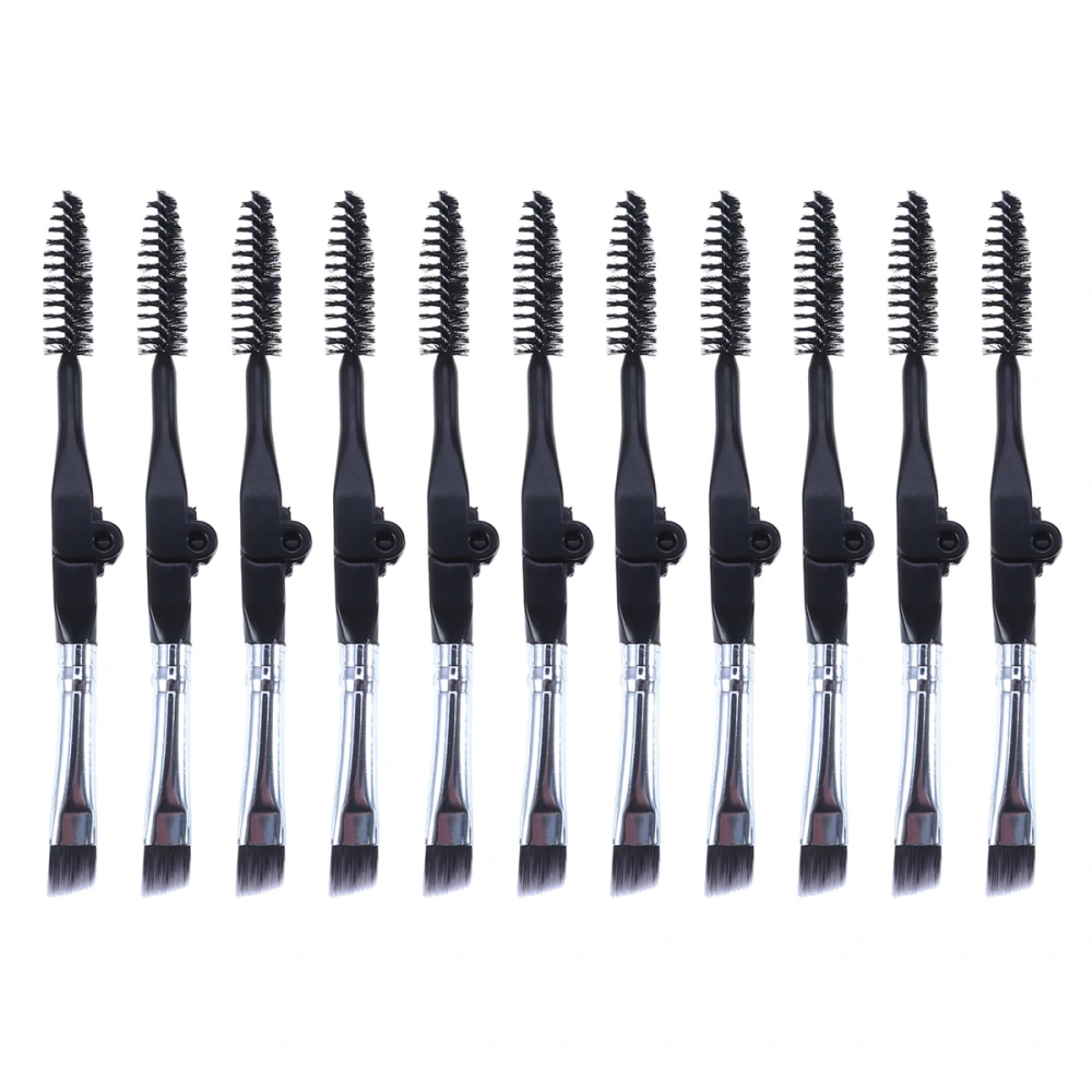 10PCS Foldable Eyebrow Brush Professional Eyebrow Paint Brush Spiral Eyelash Brush Mini Makeup Eyebrow Brush for Women (Black)