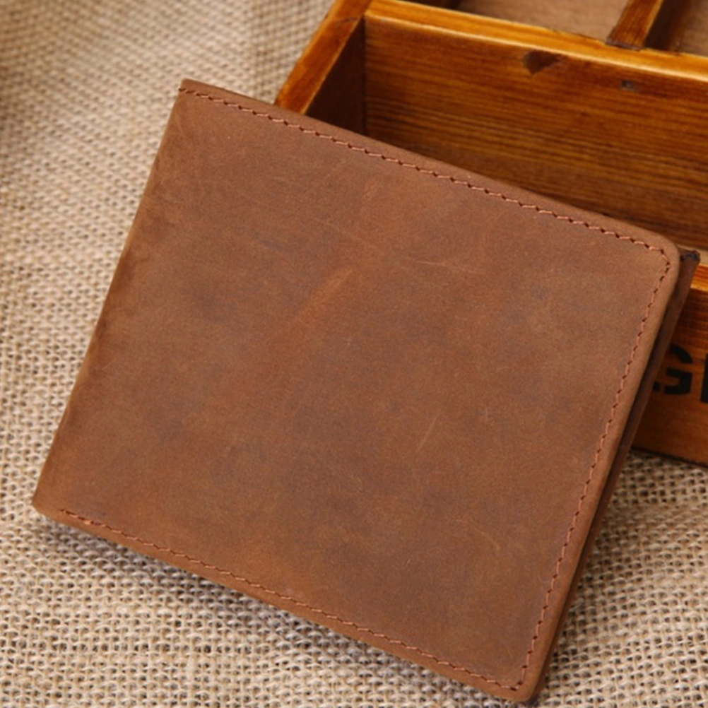 1pc RFID Vintage Cowhide Men Wallet Bifold Purse Versatile Cards Cash Wallet