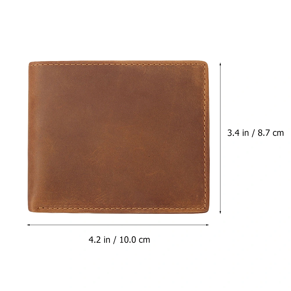 1pc RFID Vintage Cowhide Men Wallet Bifold Purse Versatile Cards Cash Wallet