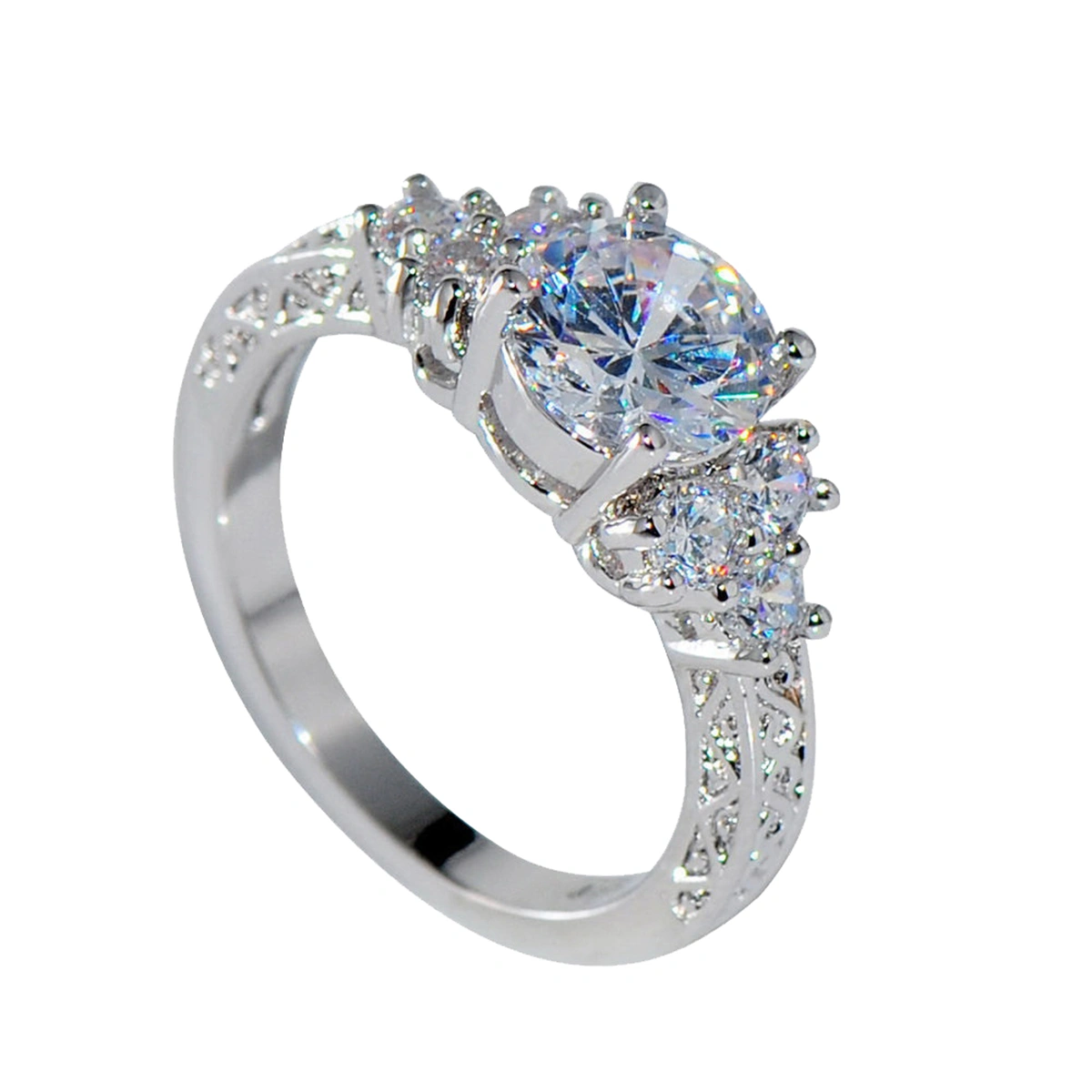 Wedding Ring Zircon Shining Beautiful Engagement Ring Gift Jewelry for Woman (Silver, Number 8)