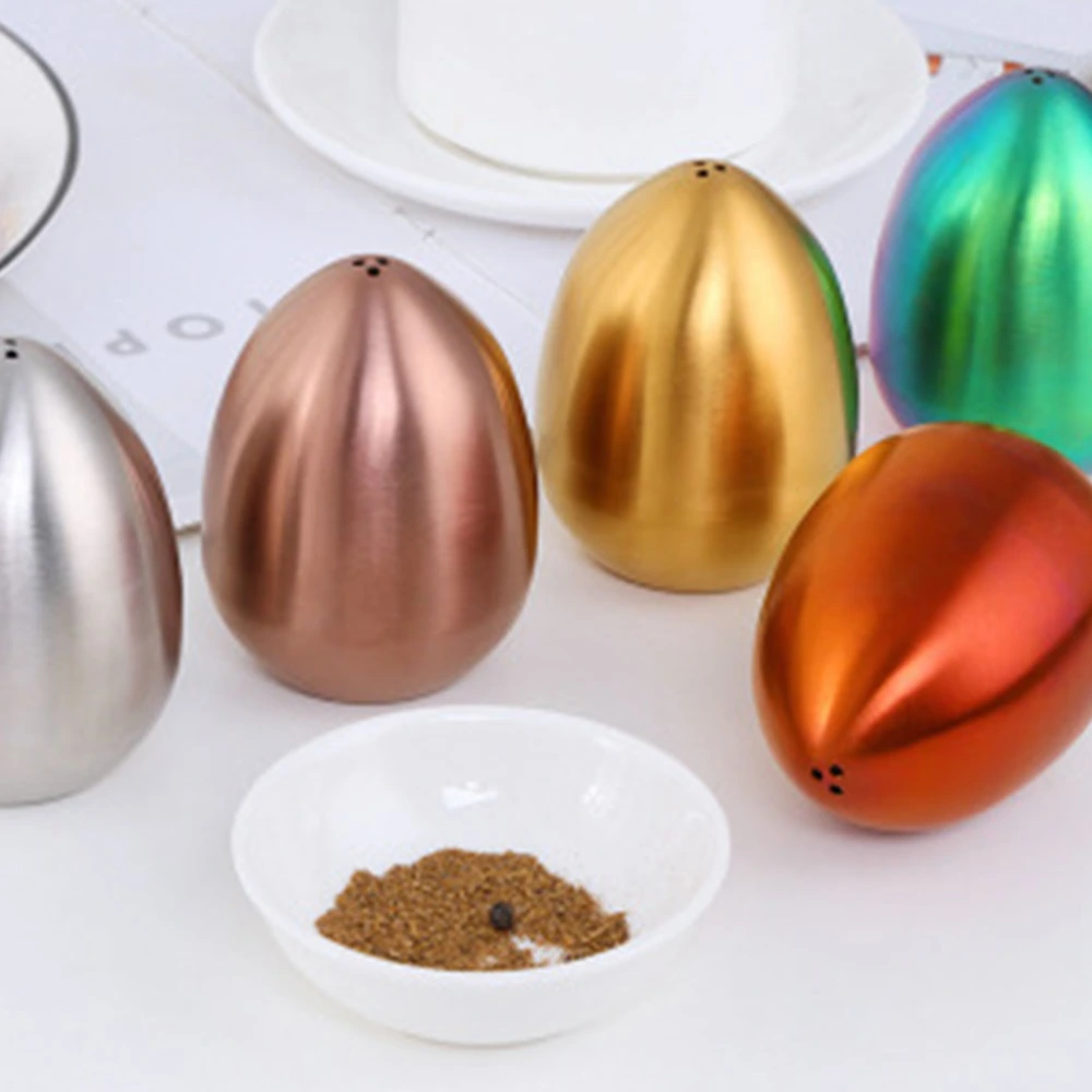 Stainless Steel Storage Jars Egg Shaped Spice Storage Jars Multifunctional Seasoning Container for Kitchen (Rose Gold)