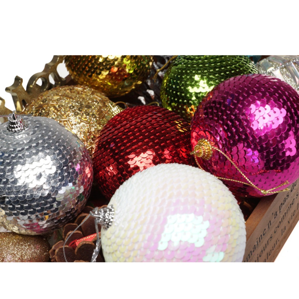 2PCS Delicate Christmas Decoration Sequined Golden Decorative Christmas Balls Christmas Tree Ornaments endant (Red)