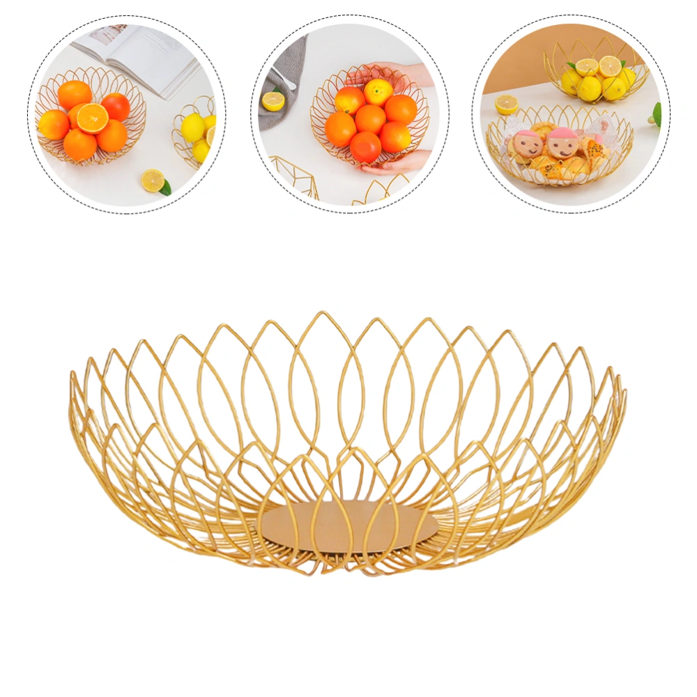 1Pc Nordic Simple Fruit Basket Creative Hollow-out Snack Holder for Home Golden