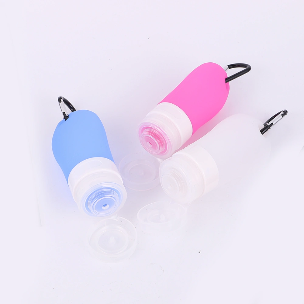 1 Set of 7pcs Travel Supplies Silicone Travel Bottles Refillable Squeezable Bottles PVC Bag Keychains (3PCS Bottles 1PC Bag 3PCS Keychains)