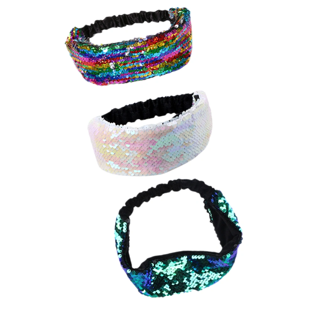 3pcs Sequins Hair Bands Unique Headwear Chic Headdress Hair Accessories Party Favors Supplies for Girls Women