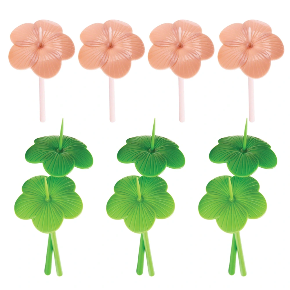 10pcs Creative Flower Shape Food Picks Decorative Fruit Forks Plastic Tableware Party Supplies (Random Color)