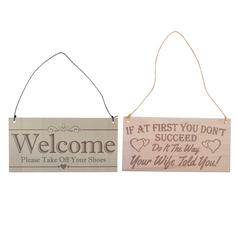 2pcs Wall Sign Door Sign Wooden Hanging Board Home Garden Hanging Decoration