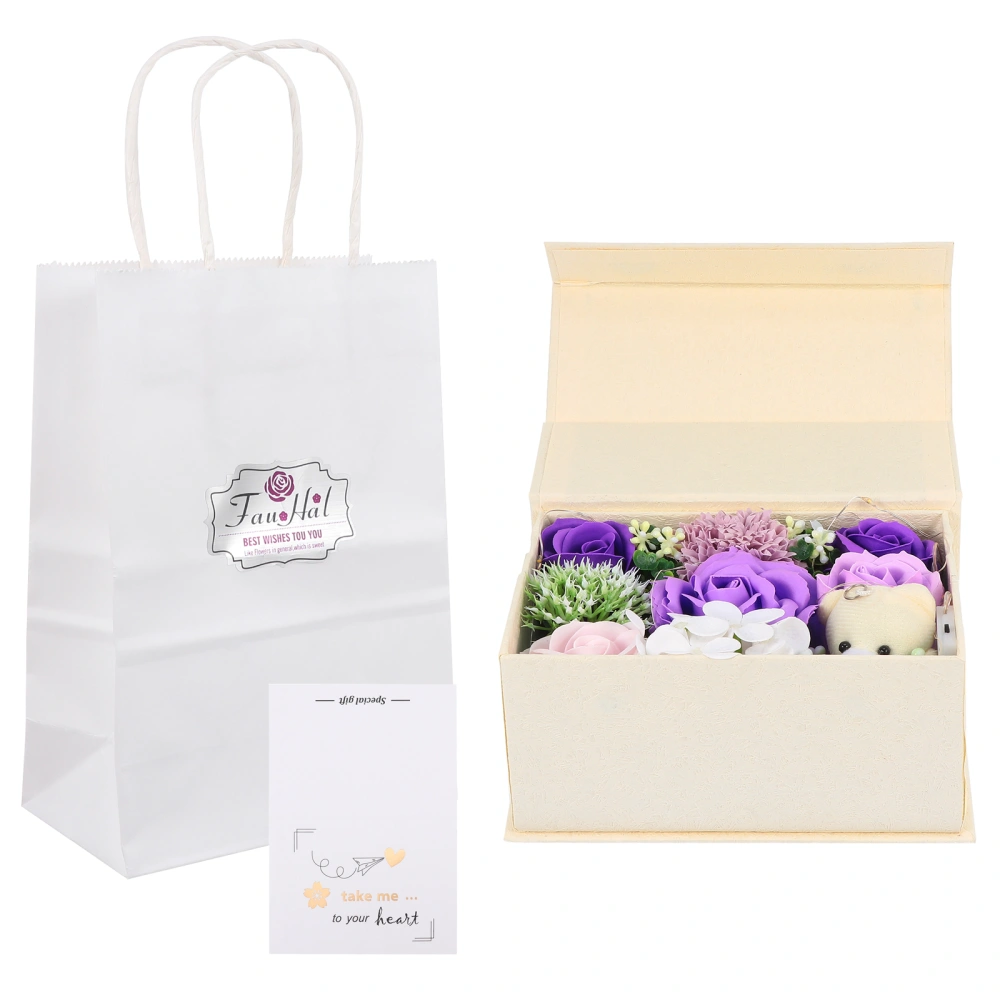 Soap Flowers Soap Rose Flowers Valentine's Day Gift Floral Soaps Box with Light