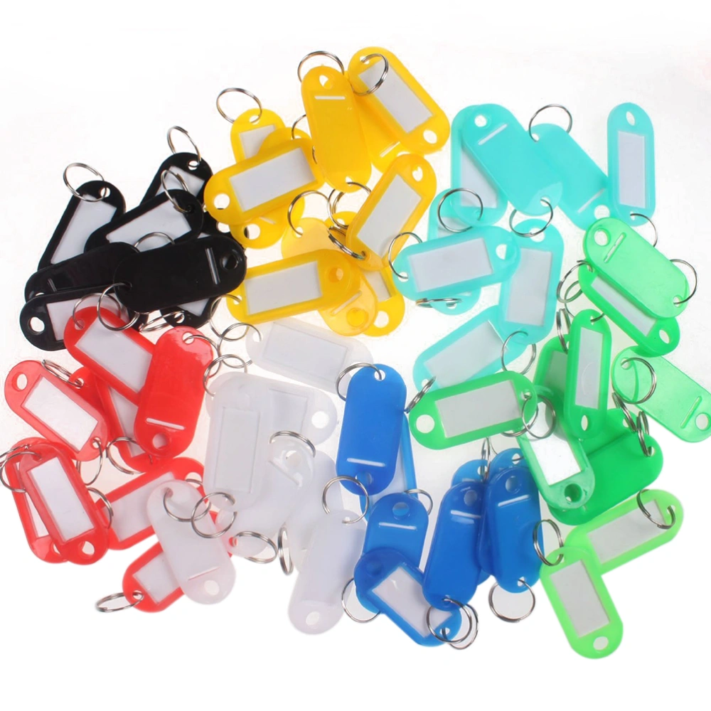 50pcs Plastic Key Fobs Luggage ID Tags Labels with Key Rings (Random Color)