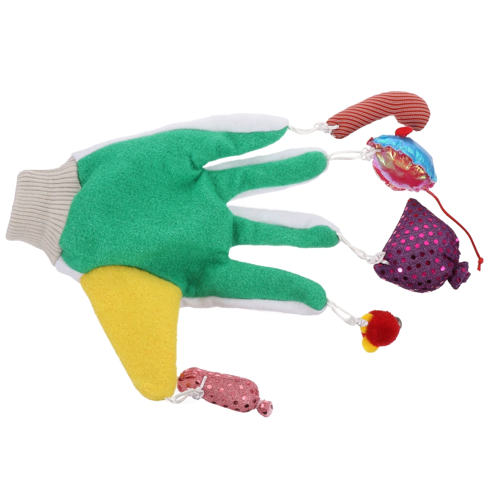 1PC Five Fingers Teaser Gloves 5-Finger Pet Teaser Gloves with Cat Kitten Toy