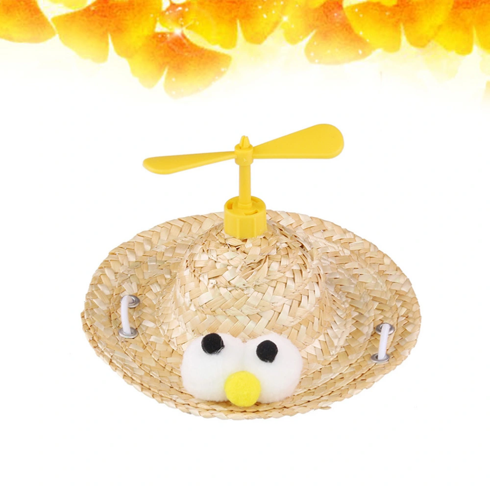 Pet Straw Hat Bamboo-Copter Straw Hat Woven Straw Hat Adorable Pet Dog Straw Hat (Yellow Size L)