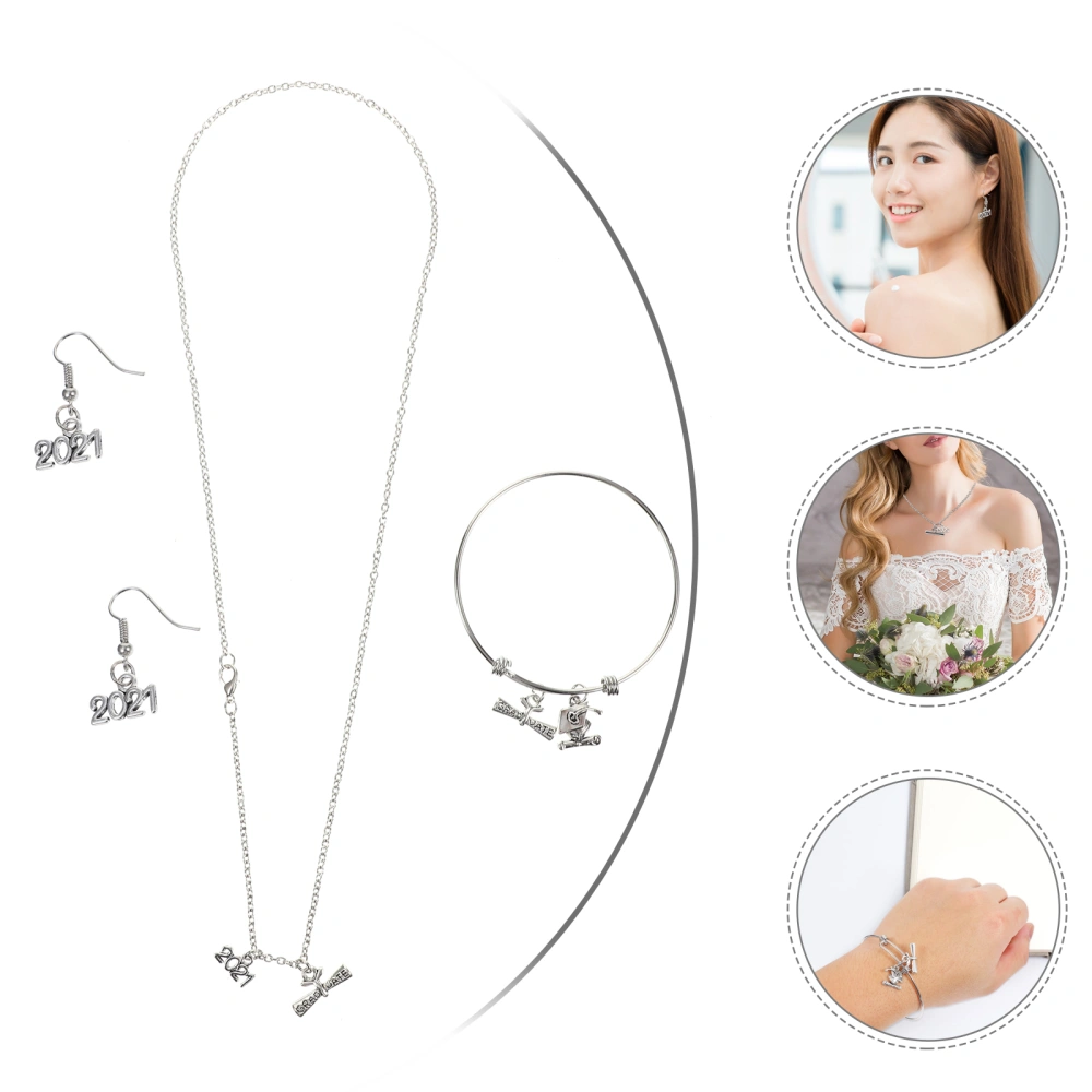 1 Set Student Jewelries Graduate Necklace Graduation Earring Graduate Bracelet