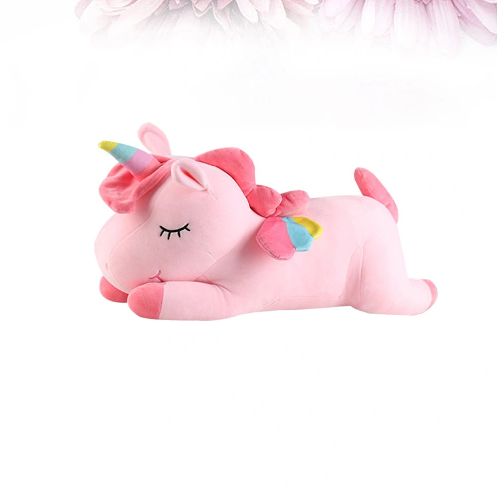 1Pc Adorable Rainbow Unicorn Plush Toy Delicate Skin-friendly Stuffed Doll Throw Pillow for Kids Girls (Pink 30cm)