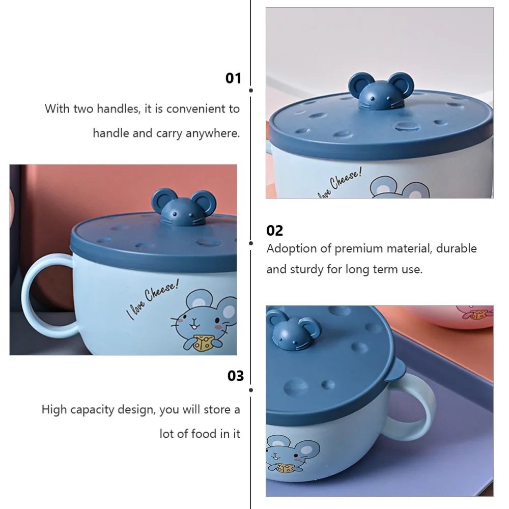 650 ML Cartoon Stainless Steel Bowl Soup Container Household Children Bowl