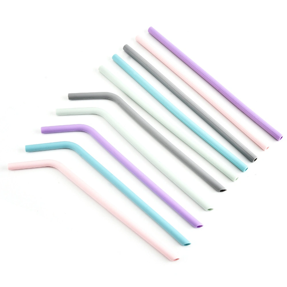 6Pcs Silicone Straws Reusable Drinking Straws Curved Straw for Milk Tea Beverage Juices (1pc Sack Included)