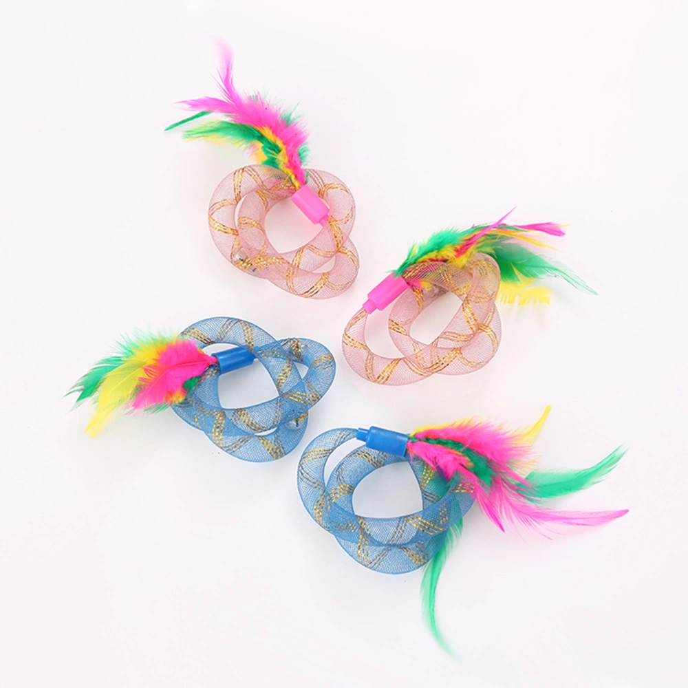 10pcs Cat Spring Toy Plastic Cat Playing Toy Cat Toy with Feather (Random Color)