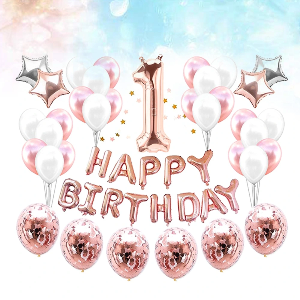 1 Set of Creative Letter Birthday Party Helium Balloons Aluminum Balloons Foil Balloons Mylar Balloons (Rose Gold)