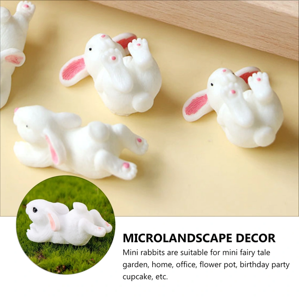 1 Set 6 Pcs Lovely Cartoon Rabbit Cake Adornments Microlandscape DIY Decors (Pink White)