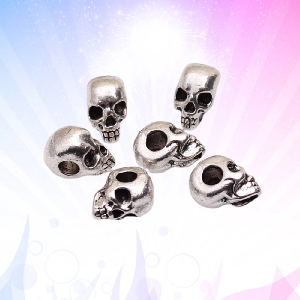 50 Pcs Skull Beads Alloy Pendants Charms DIY Jewelry Making Accessories for Necklace Bracelet (Antique Silver)