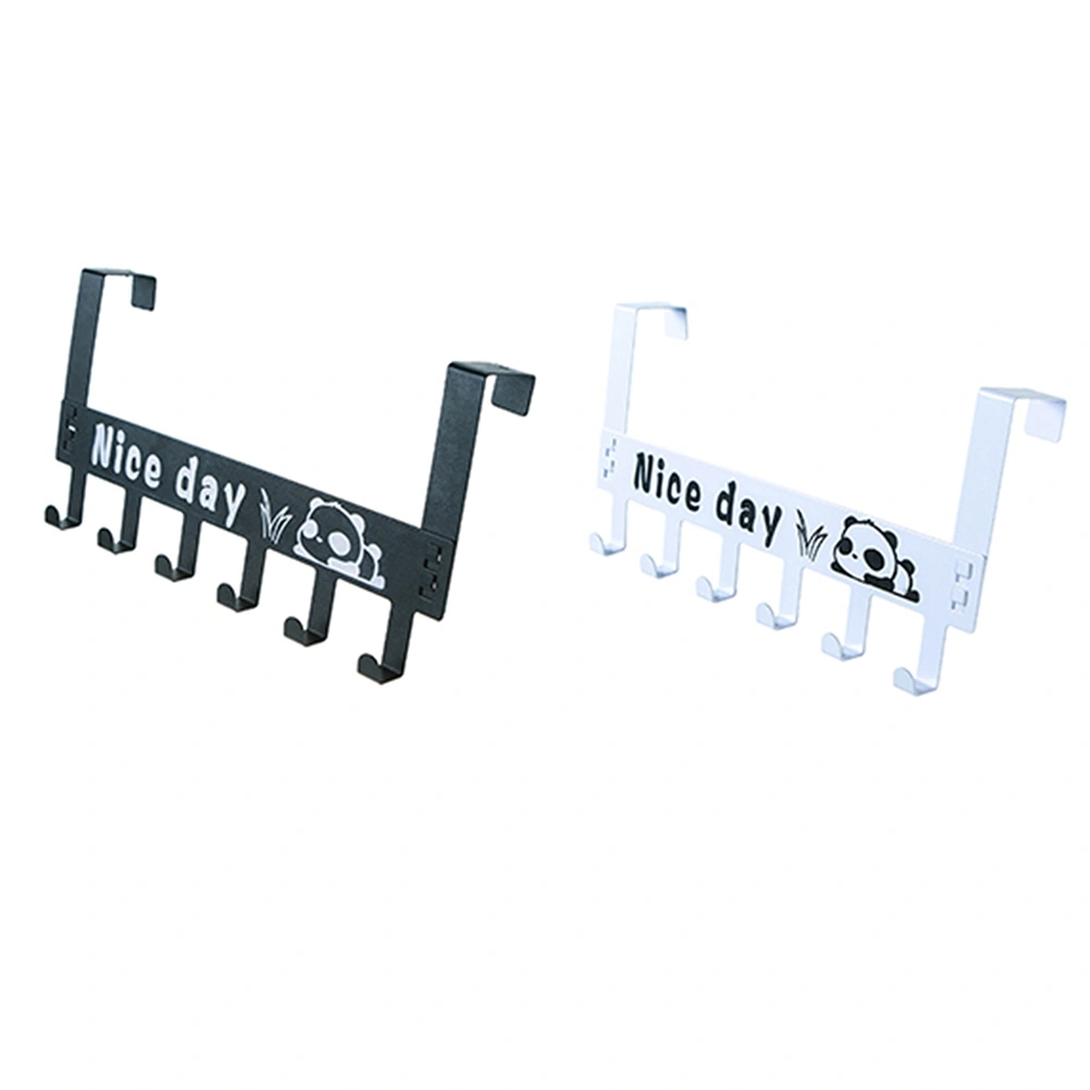 Over Door Hook Hanger Panda Removable Storage Rack 6 Hooks Holder Home Organizer for Coat Towel Bag Kid Room Metal Robe Kitchen (White)