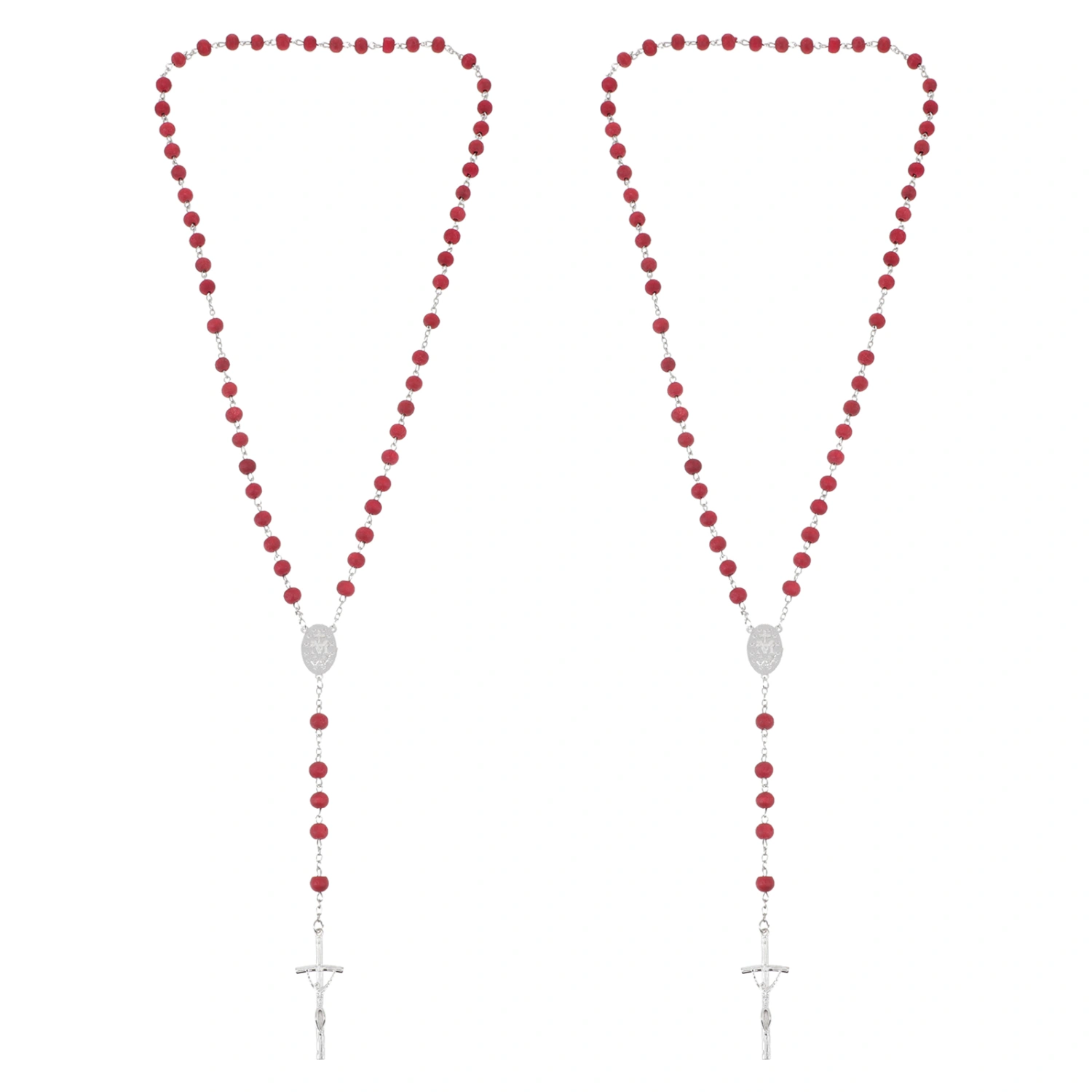 2pcs Rosary Necklaces Catholicism Choker Cross Charm Amulet Pendants Wood Decor