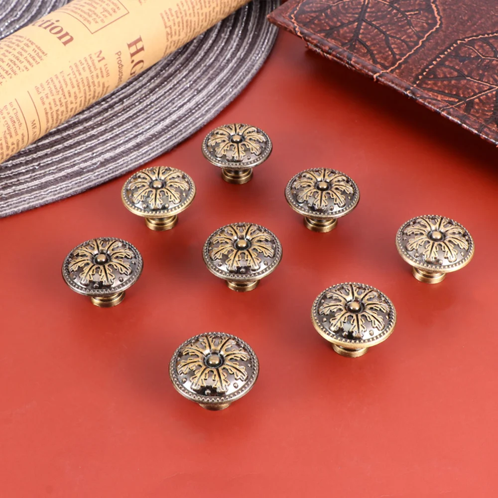 8pcs Antique Snowflake Door Knobs Funiture Pull Handle Artistic Drawer Knobs Cabinet Door Handles Diameter 35mm.