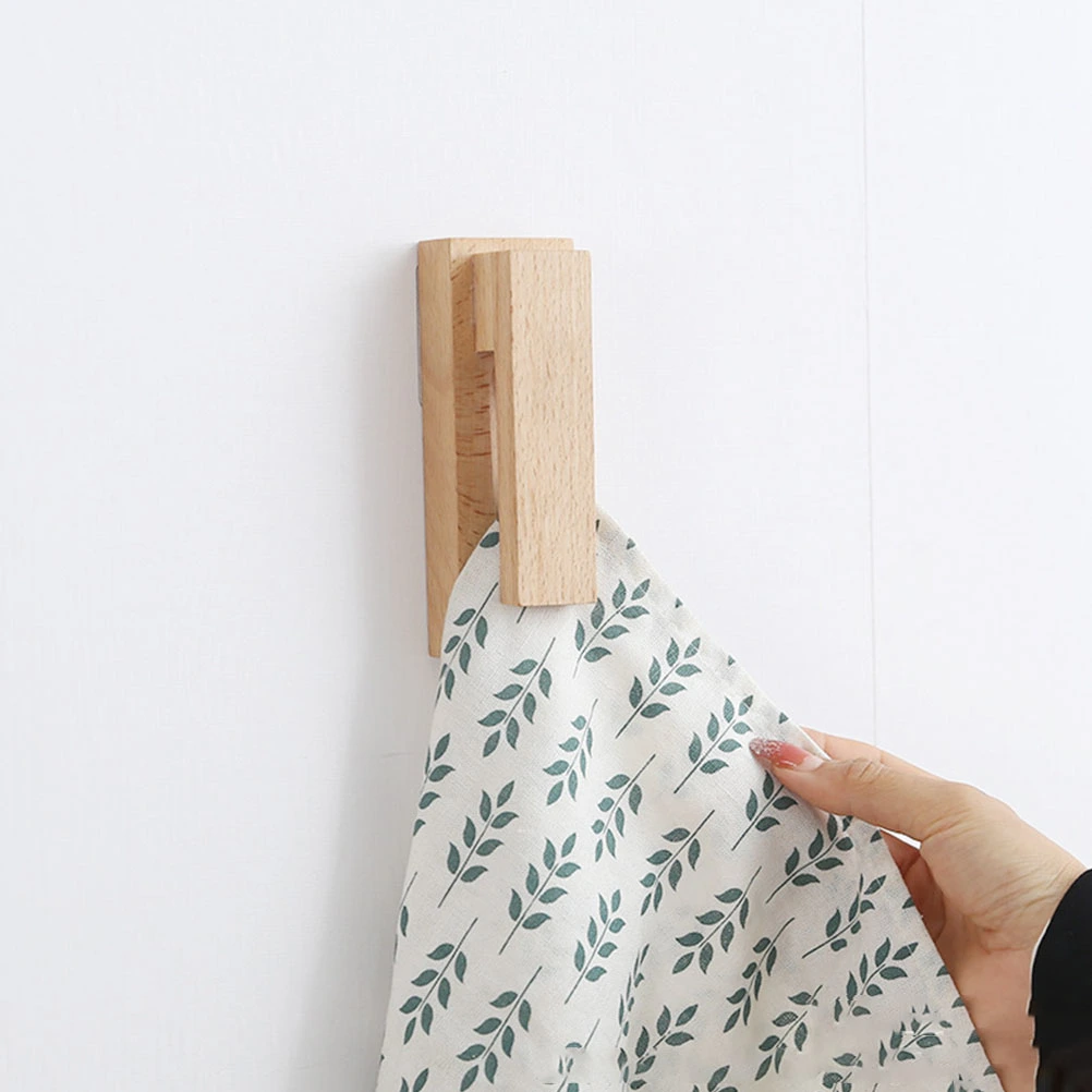 Solid Wood Towel Rack Hook Door Back Hook Rack Bathroom Punch-free Wall Hanger