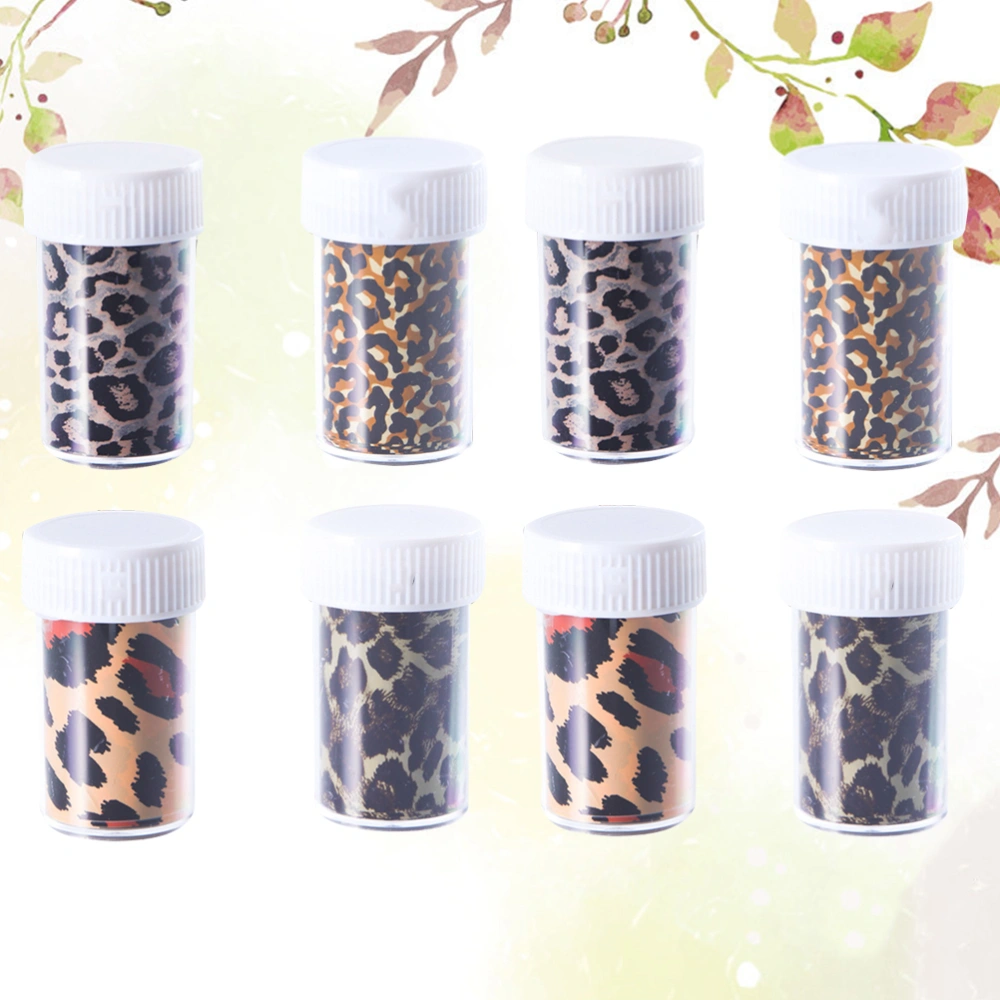 8 Bottles of Nail Decals Sexy Leopard Decorative Manicure Transfer Stickers Fingernails Stickers