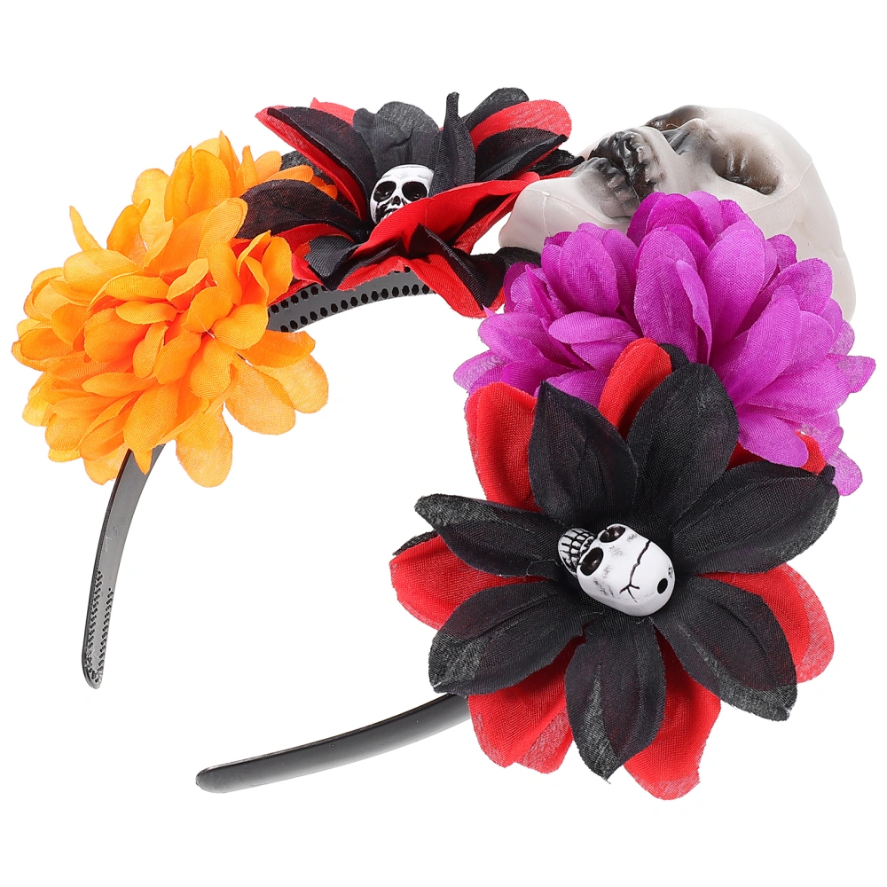 Cloth Rose Flower Hair Band Halloween Skeleton Headdress Festival Headpiece