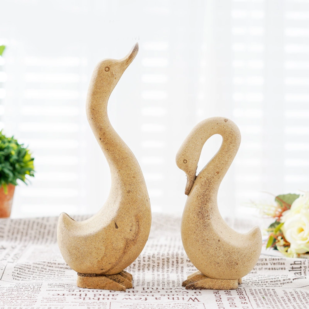 1 Pair DIY Wooden Desktop Ornament Blank Unfinished Wood Animal Shape Design Adornment (DIY Goose)